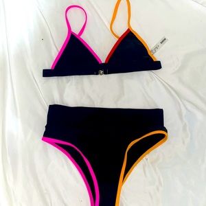 SHEIN neon triangle bikini